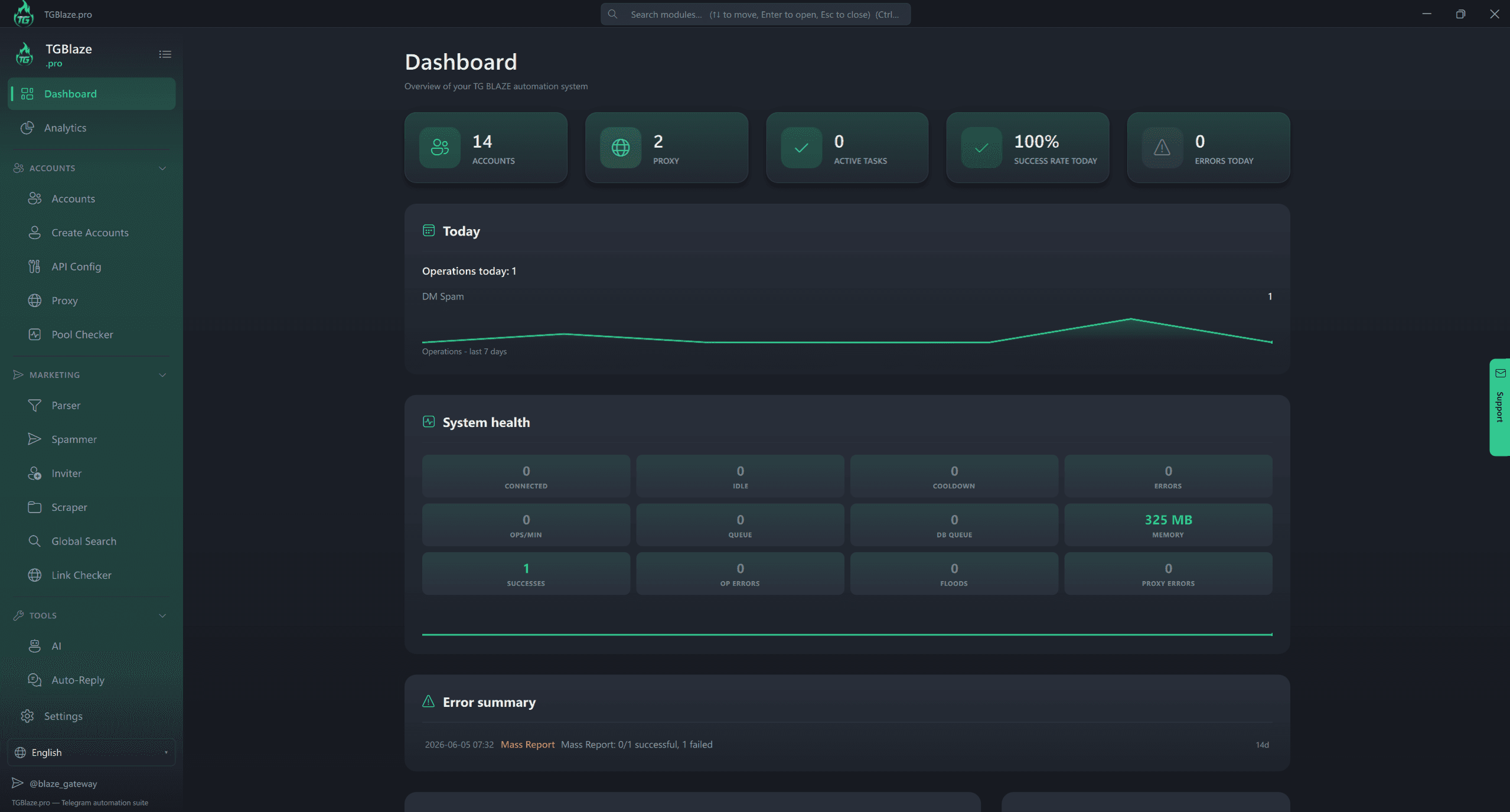 TGBlaze Dashboard