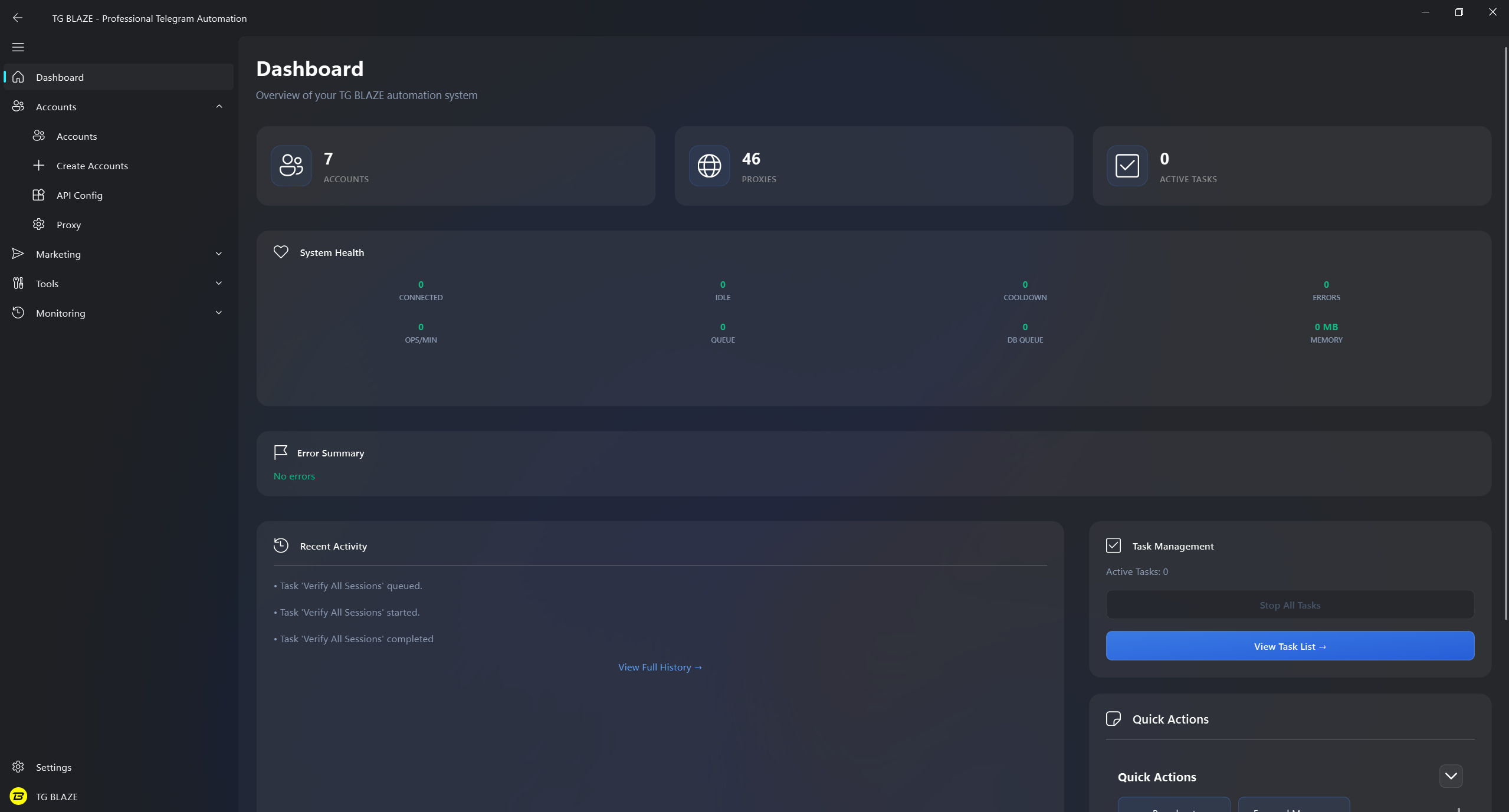 TGBlaze Dashboard